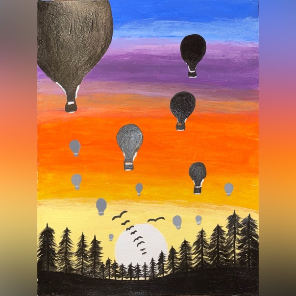 Handmade Acrylic Painting On Paper 9" X 12" Decor/Wall, Frame Not Included - Picture 4 of 4